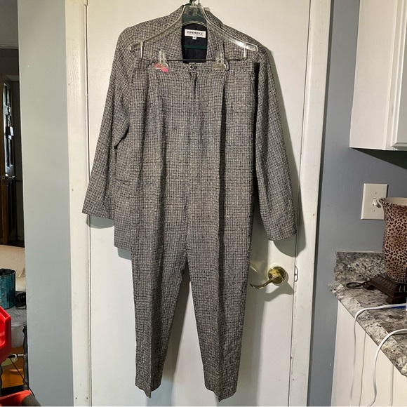 Windridge Cheryl Nash Vintage SILK tweed b&w Pants Suit SZ 12 - Picture 13 of 16